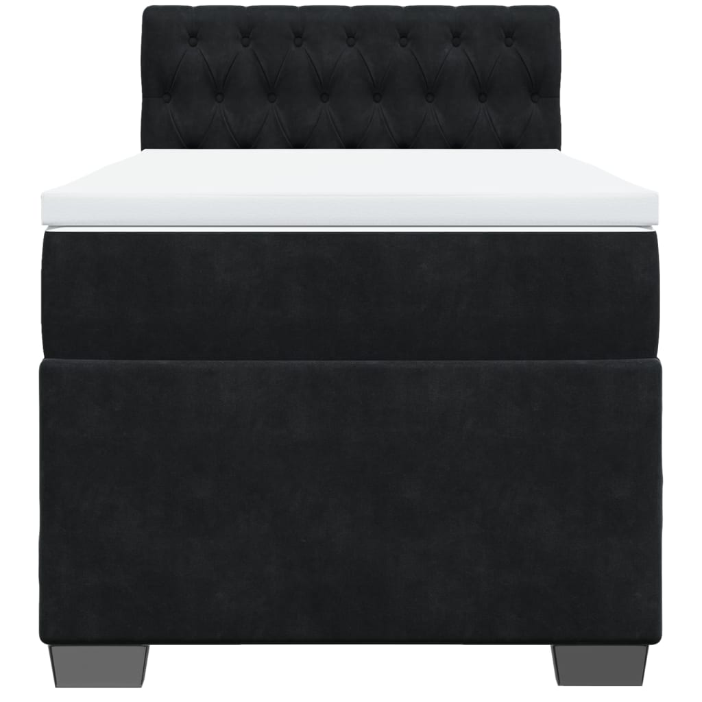 Box Spring Bed with Mattress Black 100x200 cm Velvet