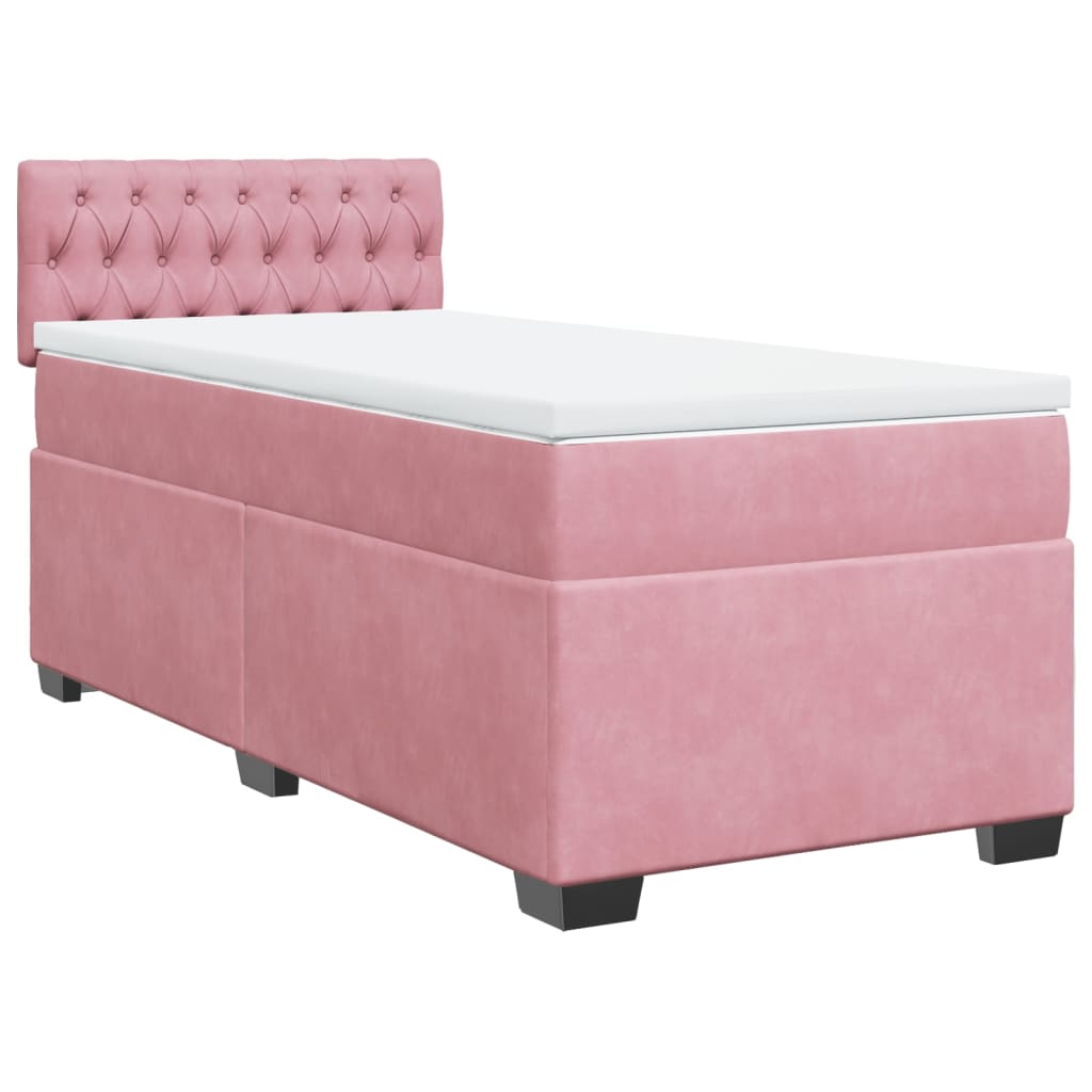 Box Spring Bed with Mattress Pink 100x200 cm Velvet