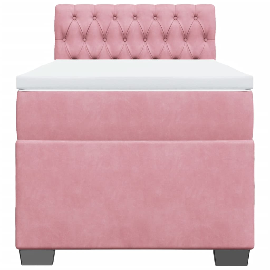 Box Spring Bed with Mattress Pink 100x200 cm Velvet