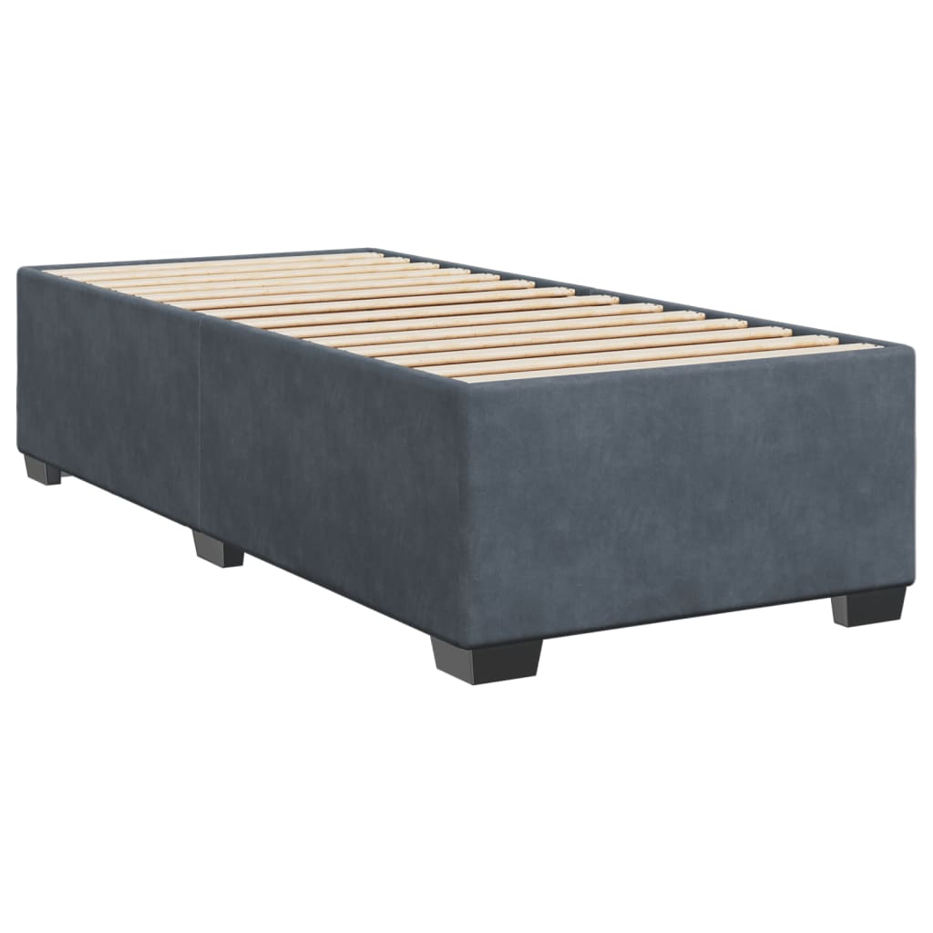 Box Spring Bed with Mattress Dark Grey 100x200 cm Velvet