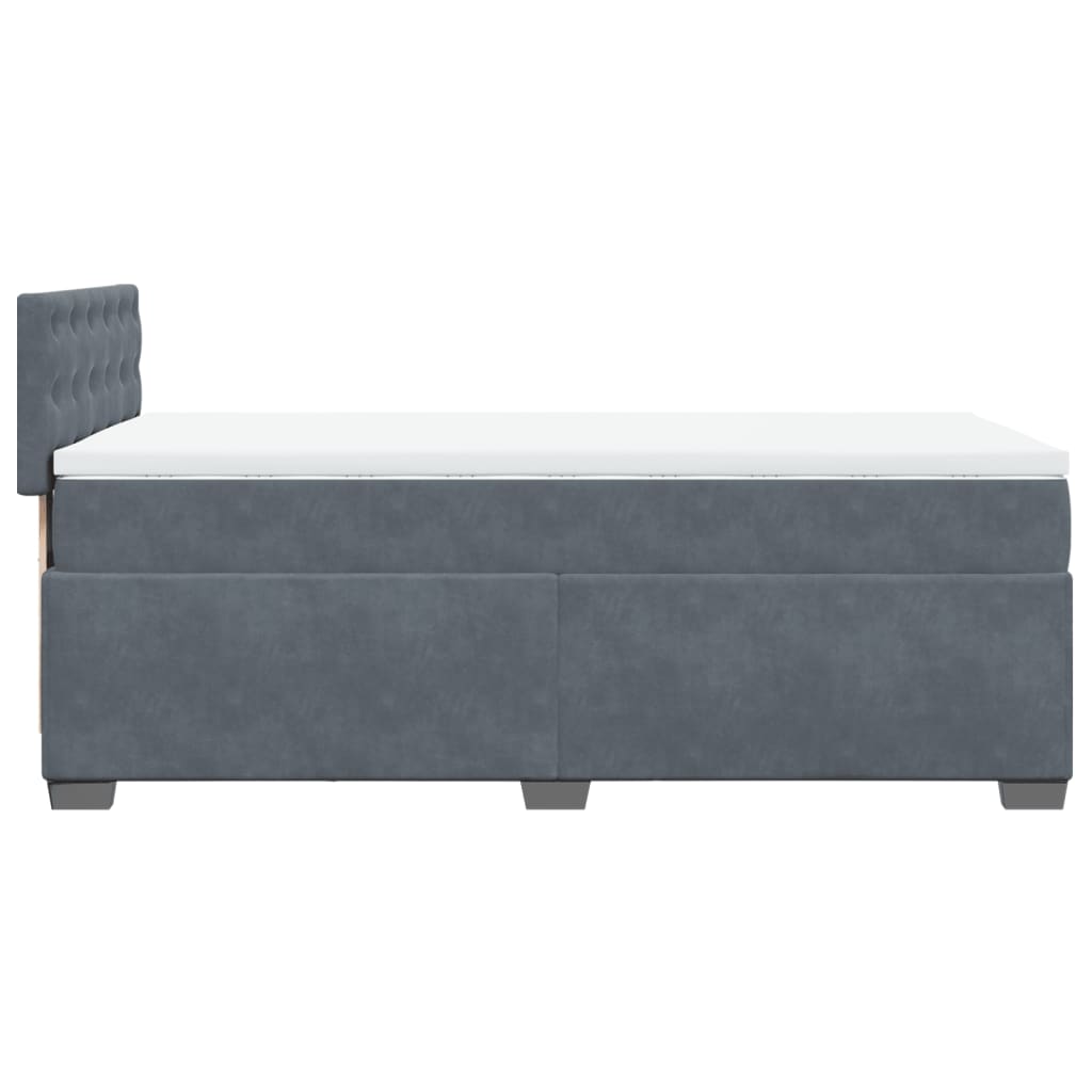 Box Spring Bed with Mattress Dark Grey 100x200 cm Velvet