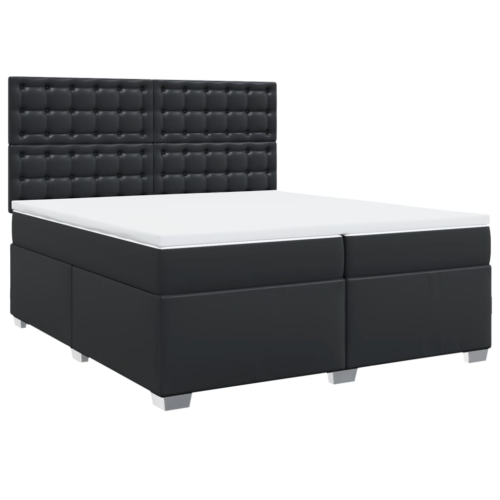 Box Spring Bed with Mattress Black 200x200 cm Faux Leather
