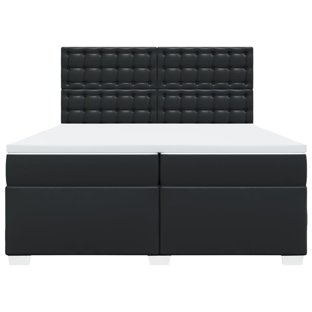 Box Spring Bed with Mattress Black 200x200 cm Faux Leather