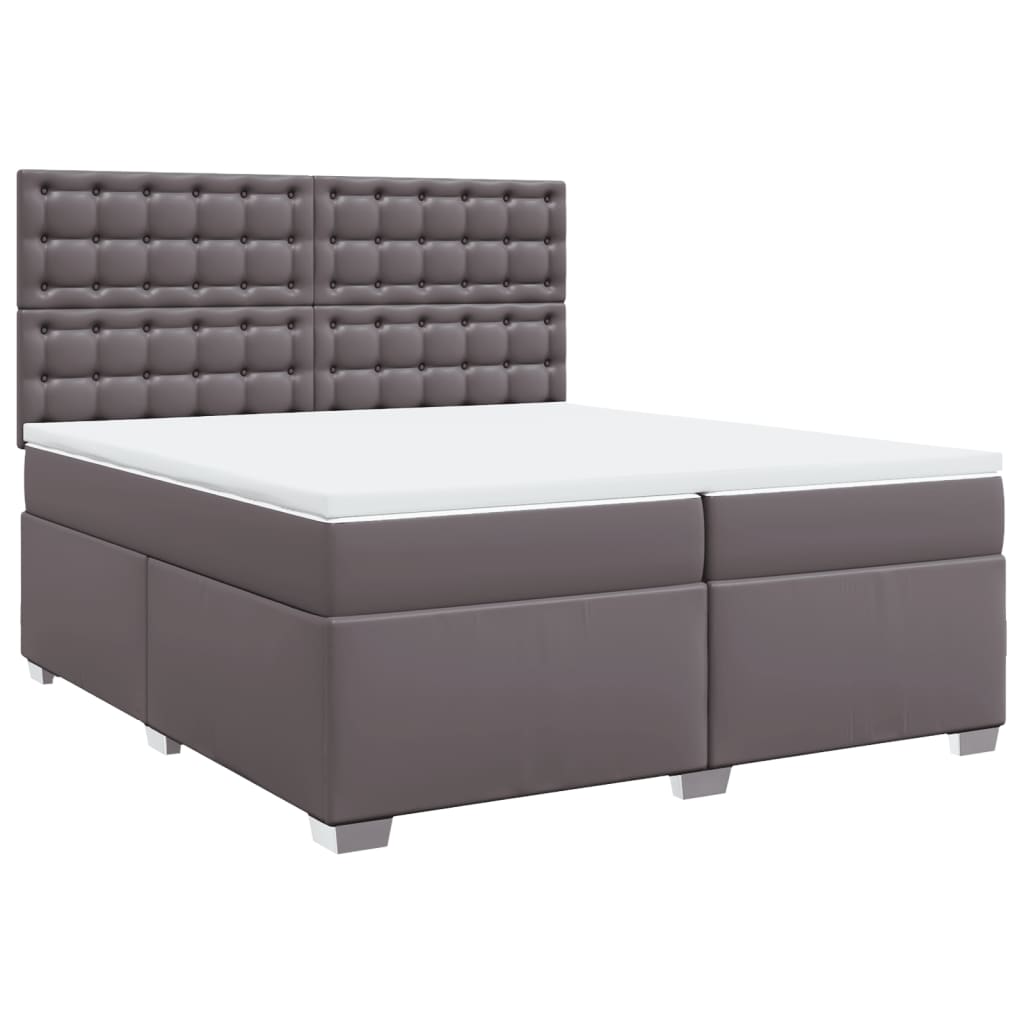 Box Spring Bed with Mattress Grey 200x200 cm Faux Leather