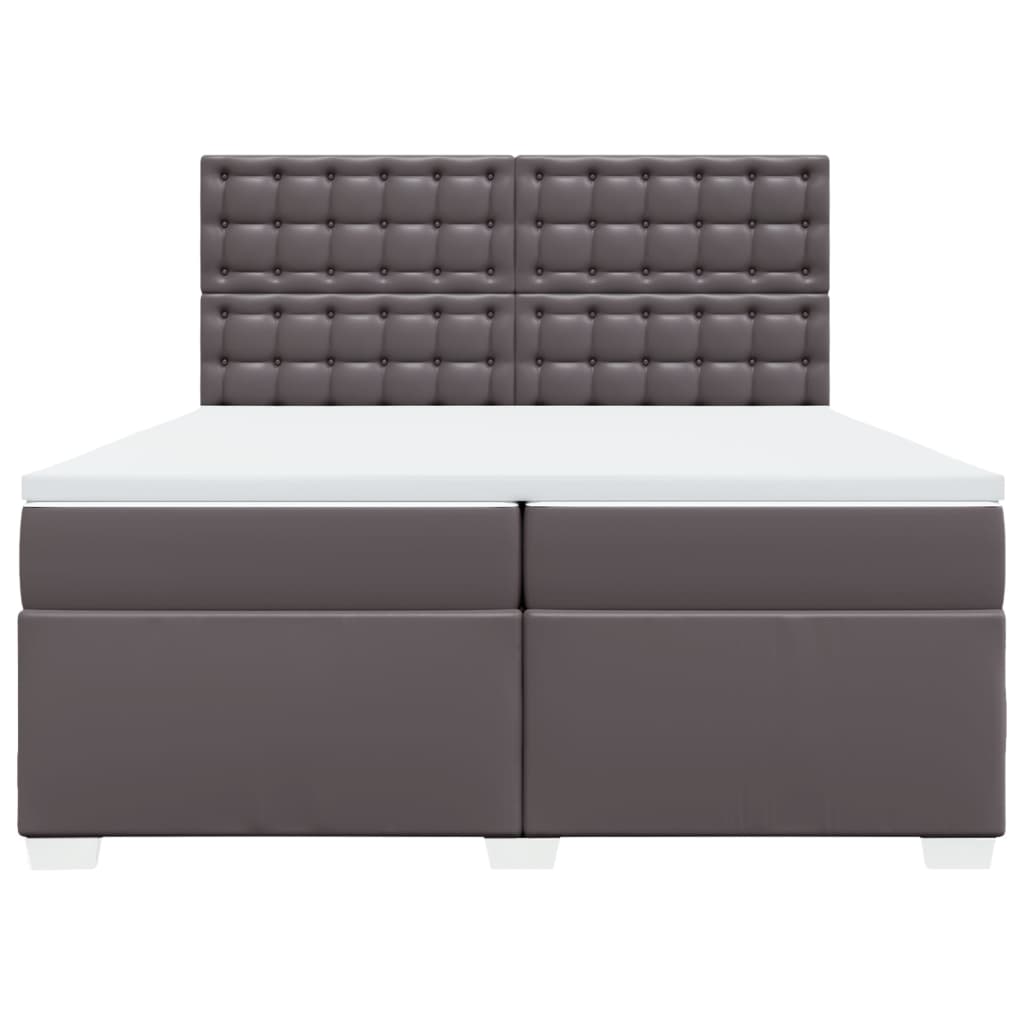 Box Spring Bed with Mattress Grey 200x200 cm Faux Leather