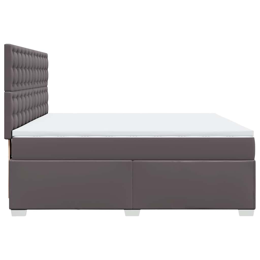 Box Spring Bed with Mattress Grey 200x200 cm Faux Leather