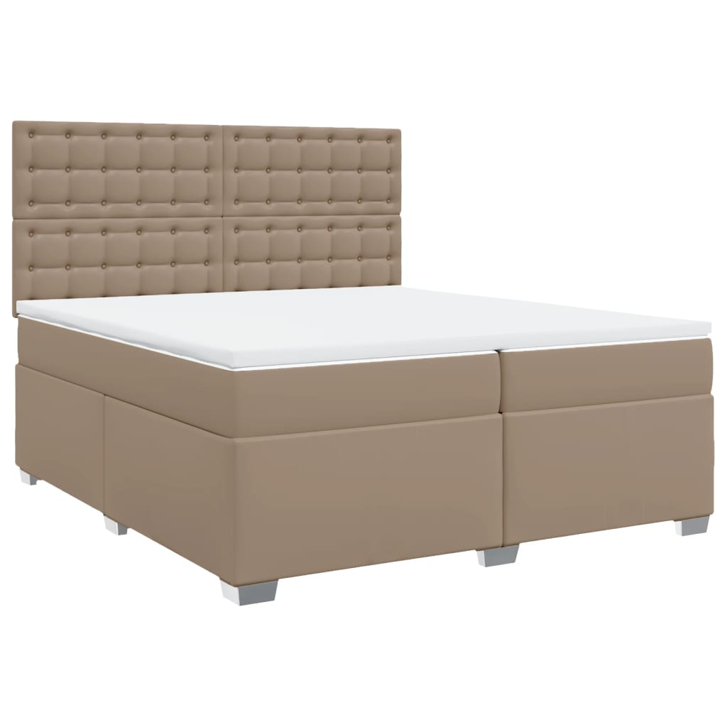 Box Spring Bed with Mattress Cappuccino 200x200 cm Faux Leather