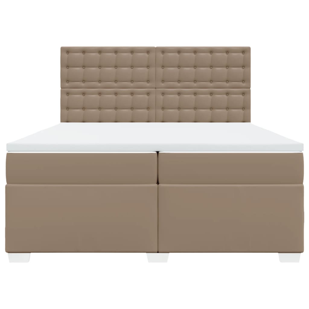 Box Spring Bed with Mattress Cappuccino 200x200 cm Faux Leather