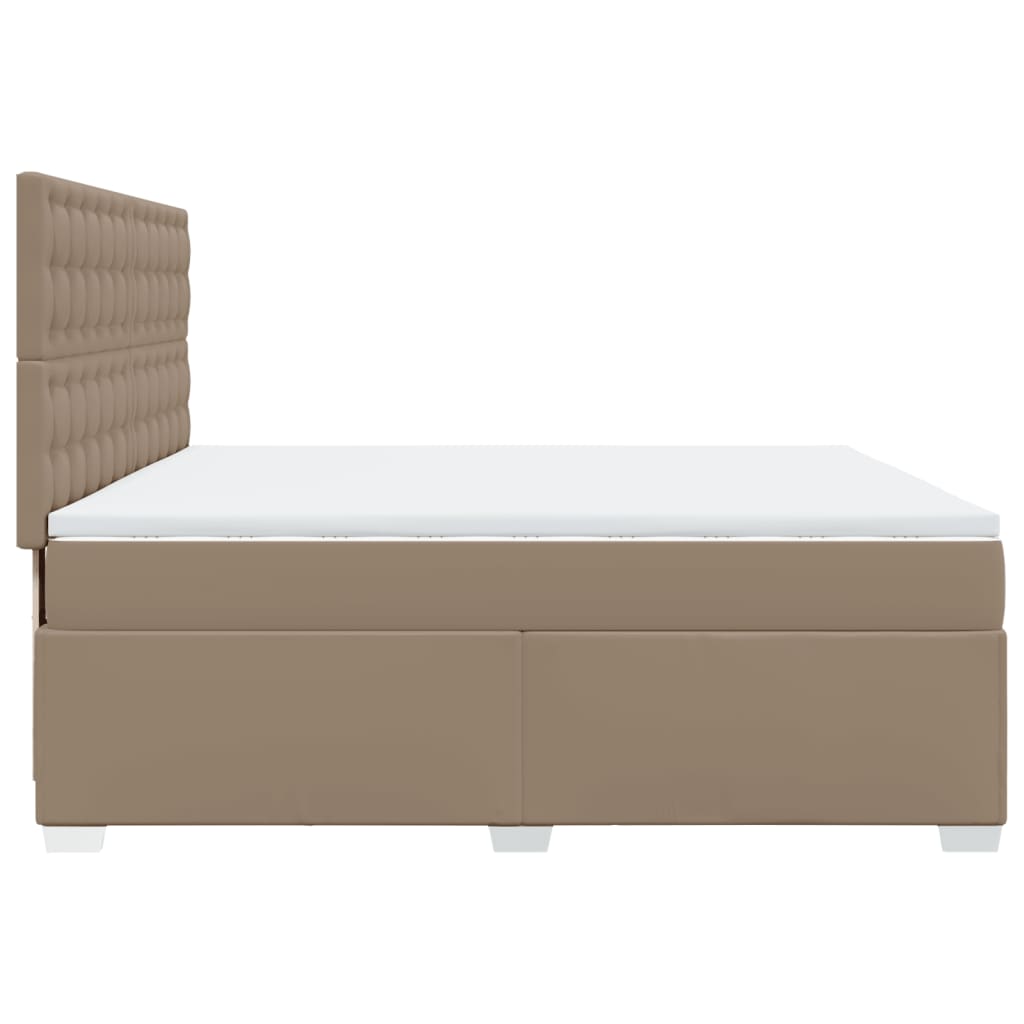 Box Spring Bed with Mattress Cappuccino 200x200 cm Faux Leather