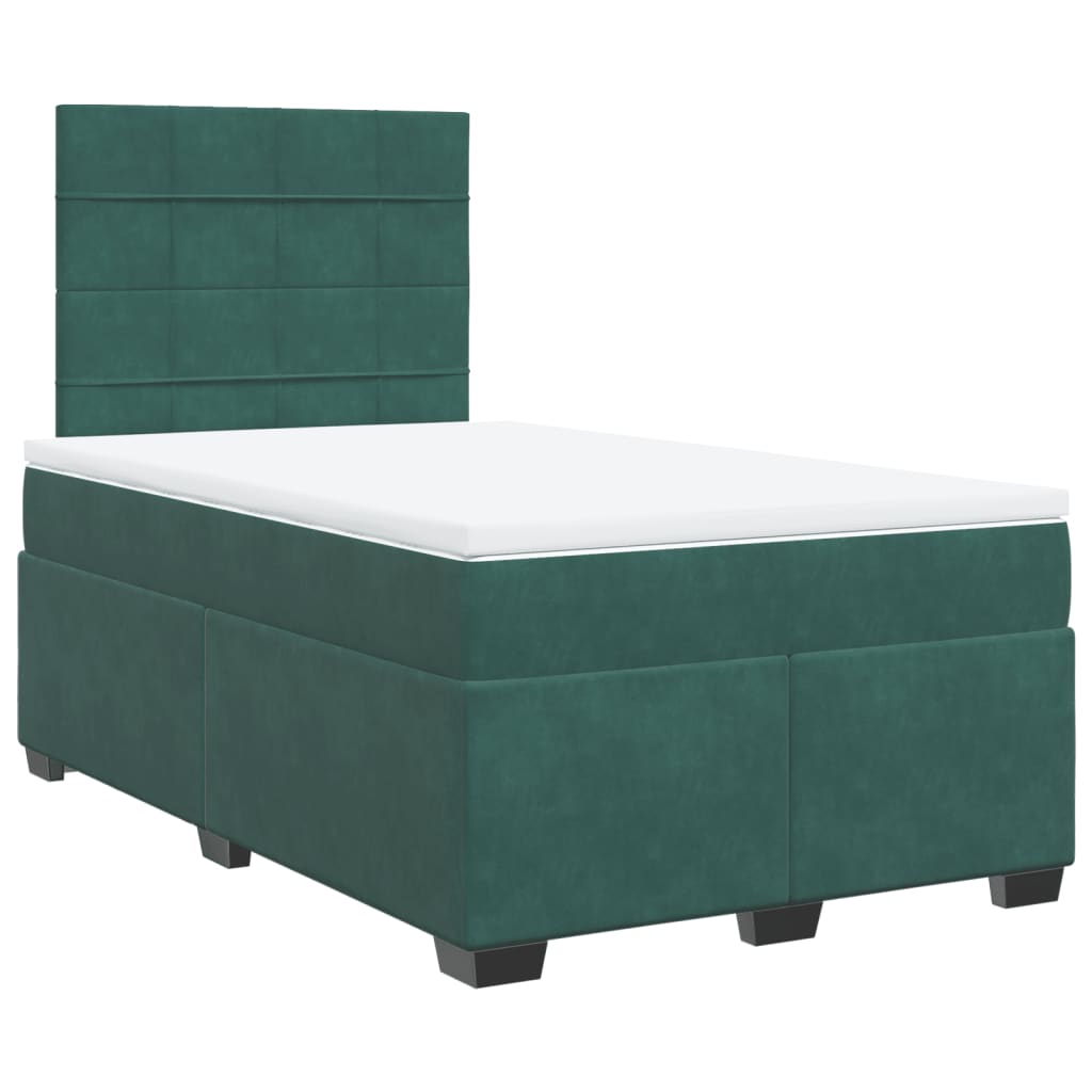 Box Spring Bed with Mattress Dark Green 120x190 cm Small Double Velvet