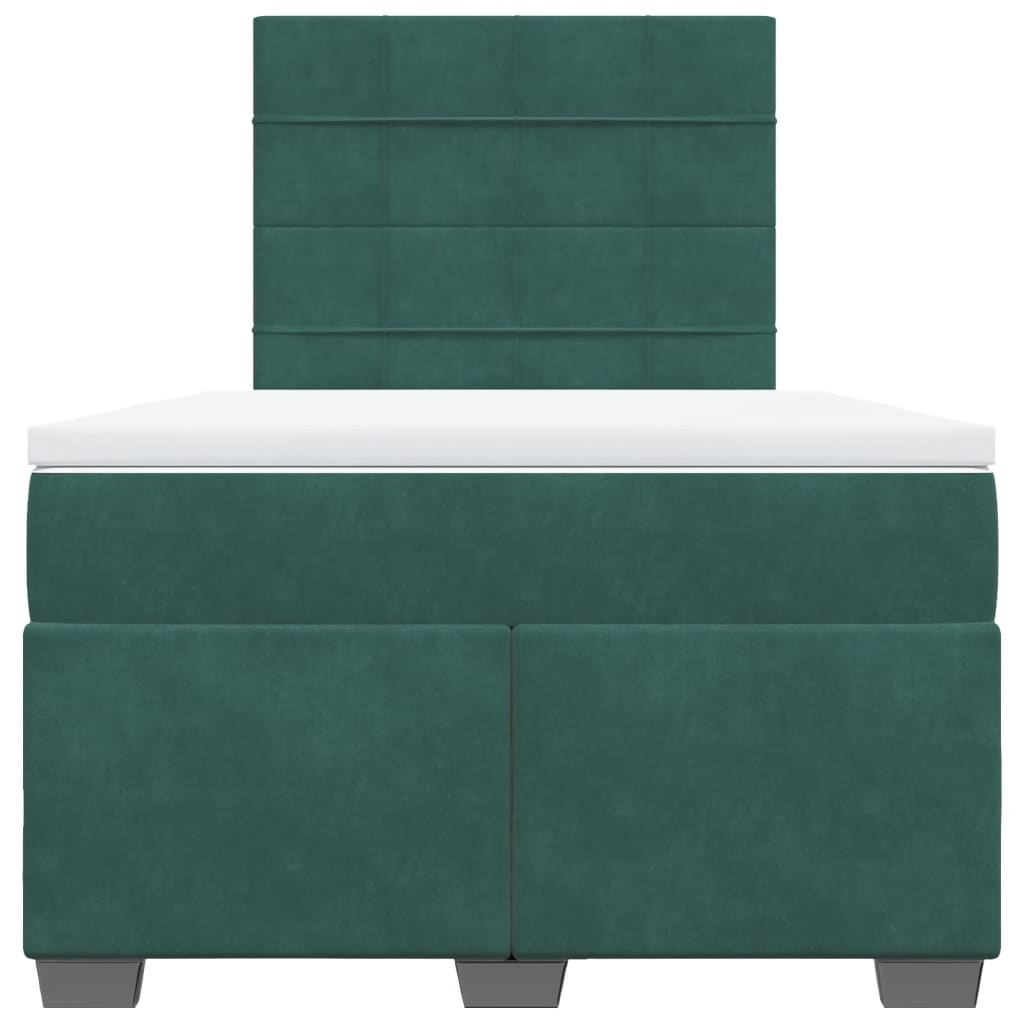 Box Spring Bed with Mattress Dark Green 120x190 cm Small Double Velvet