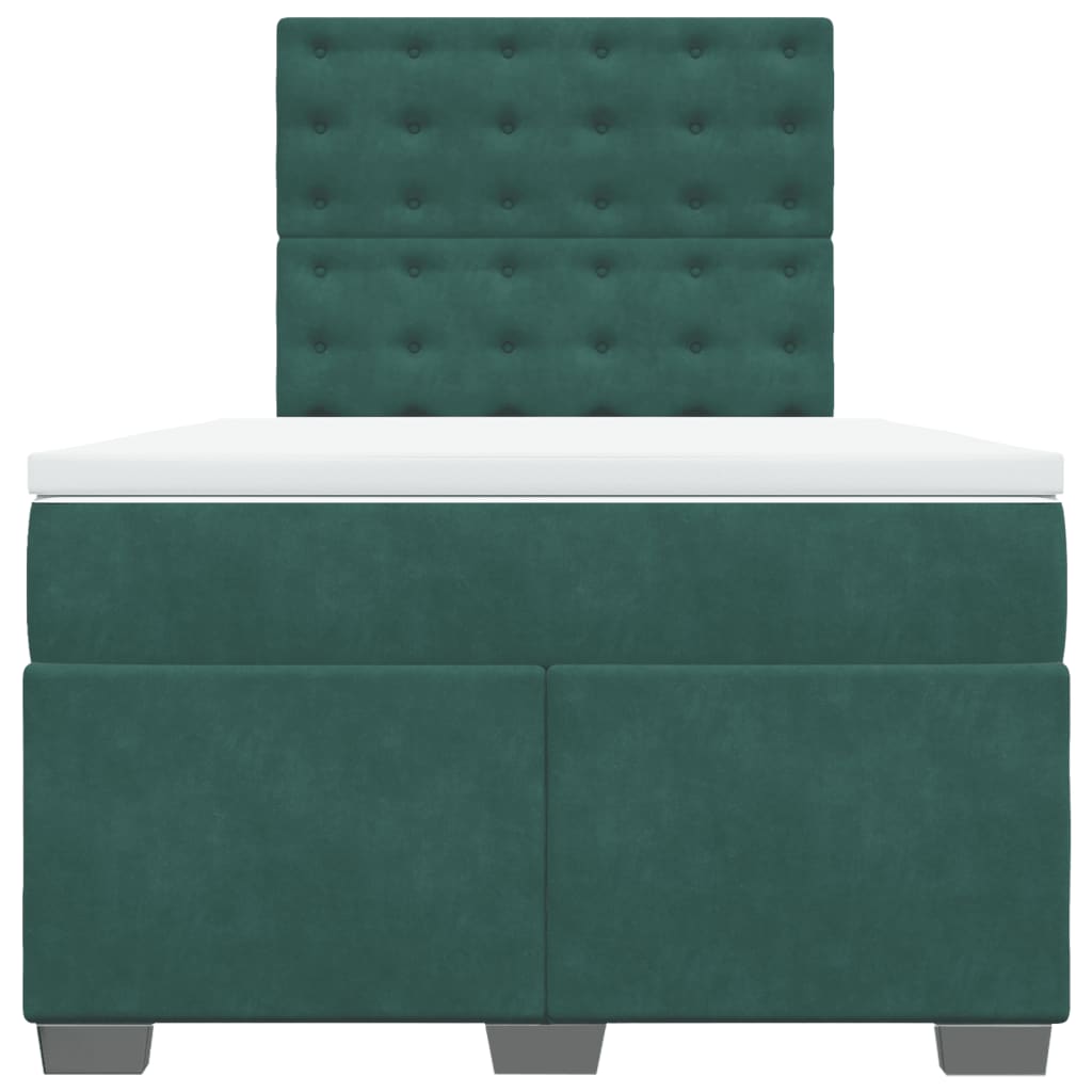Box Spring Bed with Mattress Dark Green 120x190 cm Small Double Velvet