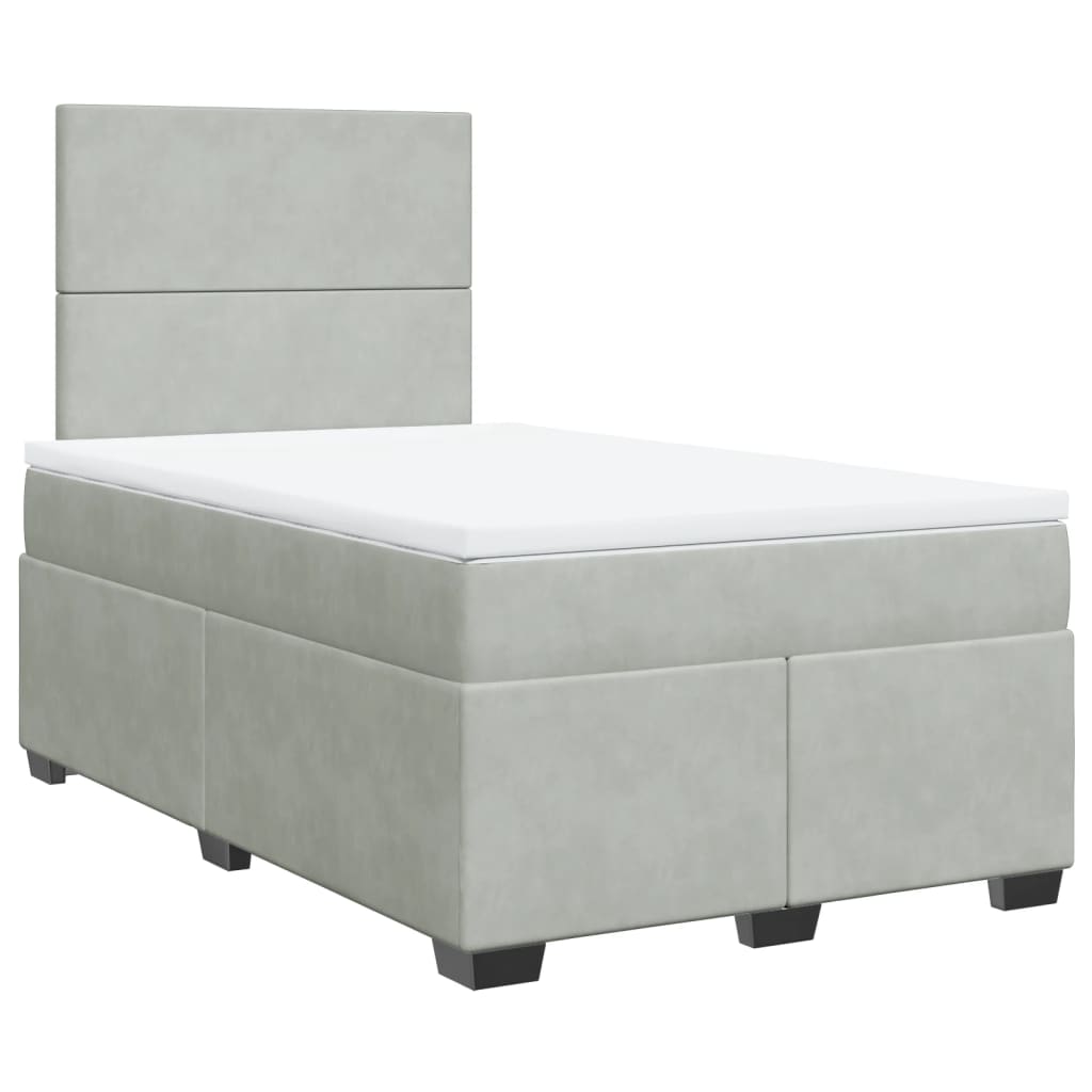 Box Spring Bed with Mattress Light Grey 120x200 cm Velvet