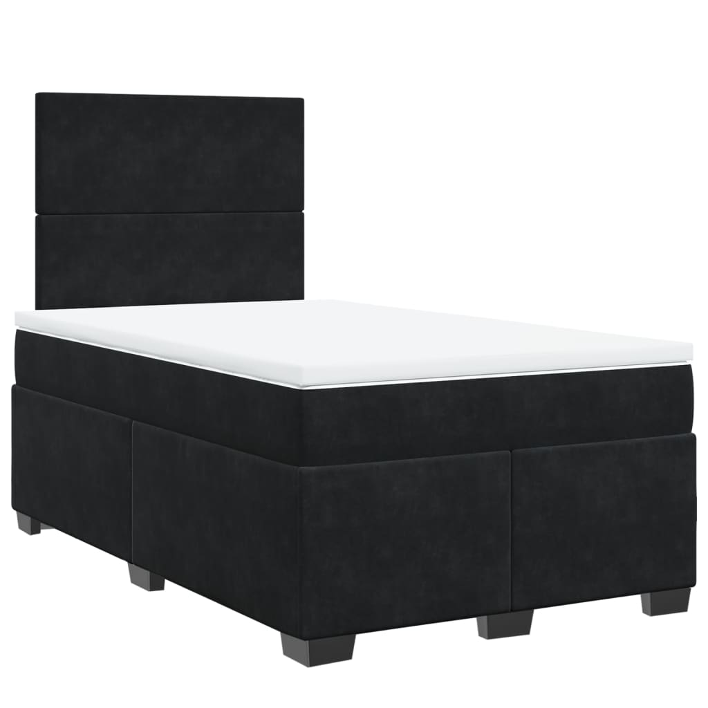 Box Spring Bed with Mattress Black 120x200 cm Velvet