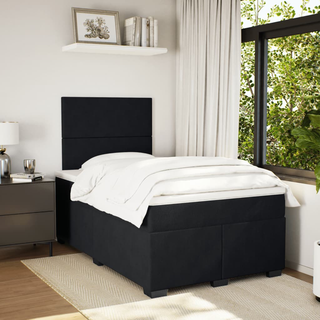 Box Spring Bed with Mattress Black 120x200 cm Velvet