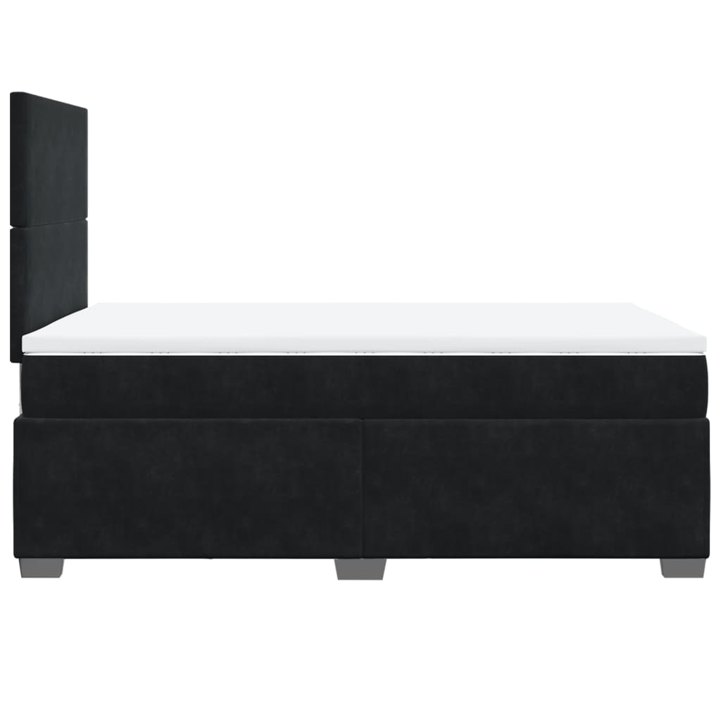 Box Spring Bed with Mattress Black 120x200 cm Velvet