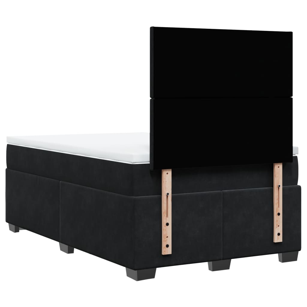 Box Spring Bed with Mattress Black 120x200 cm Velvet
