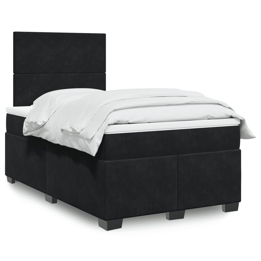 Box Spring Bed with Mattress Black 120x200 cm Velvet