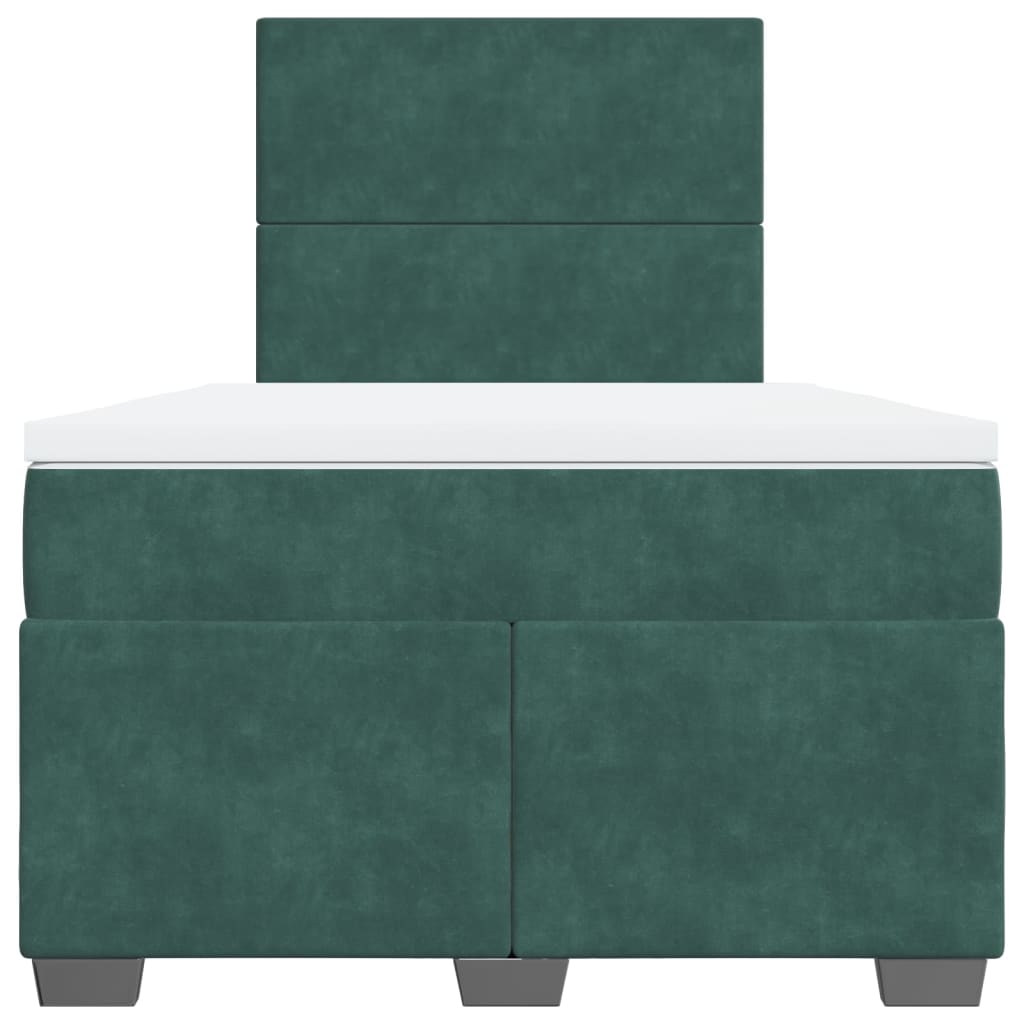 Box Spring Bed with Mattress Dark Green 120x200 cm Velvet