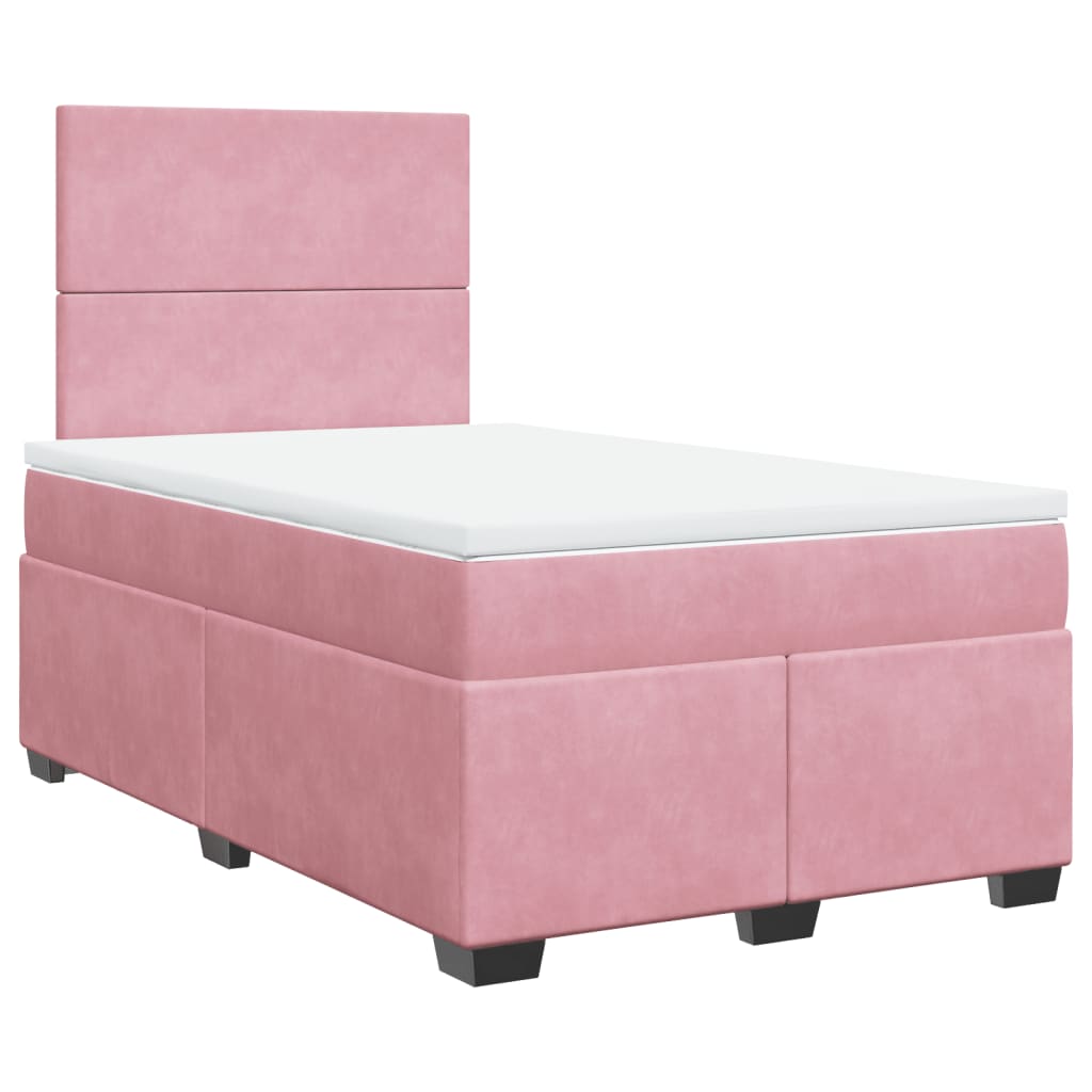 Box Spring Bed with Mattress Pink 120x200 cm Velvet