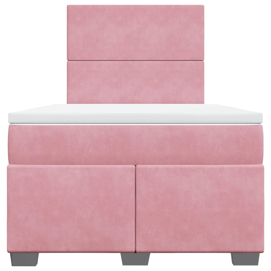 Box Spring Bed with Mattress Pink 120x200 cm Velvet