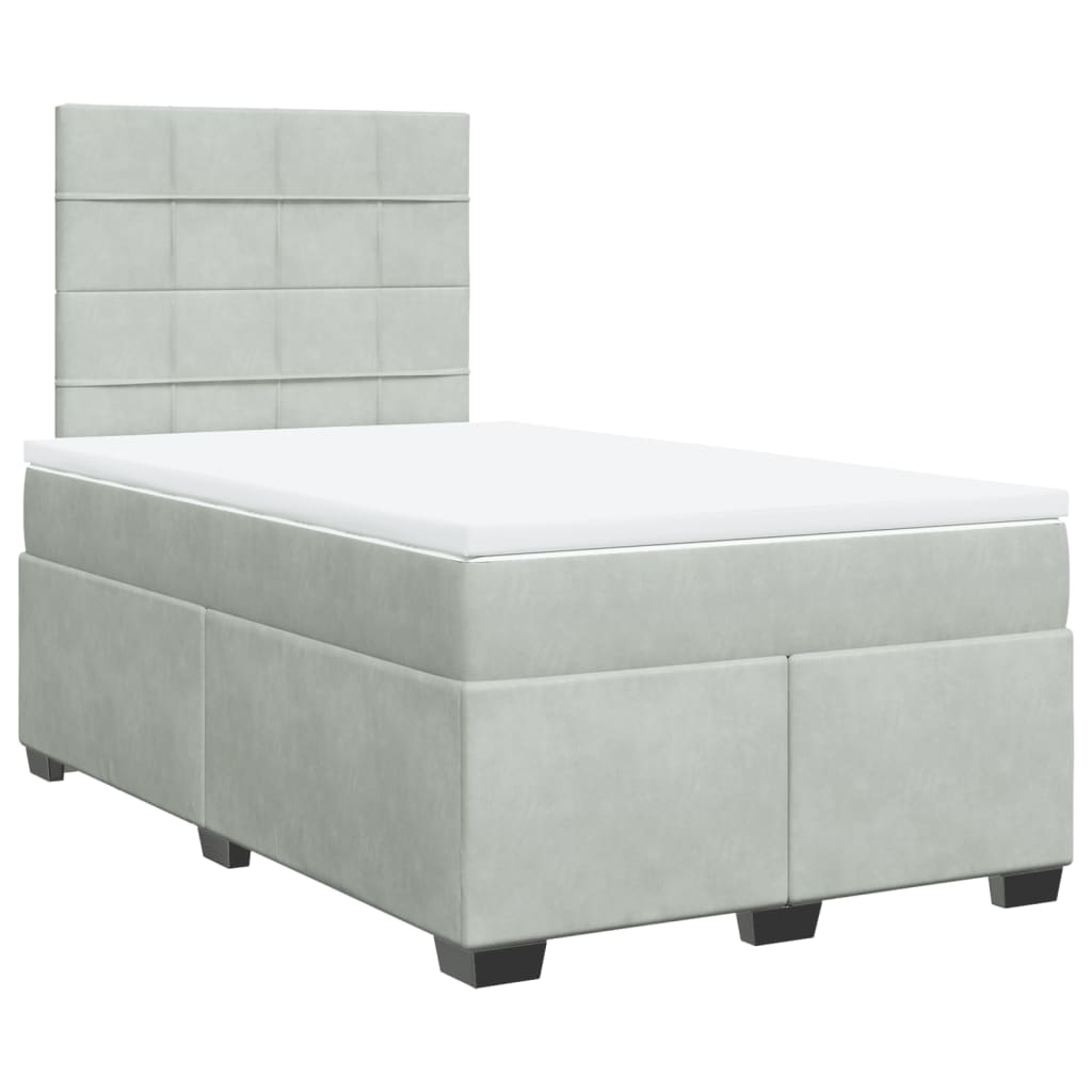 Box Spring Bed with Mattress Light Grey 120x200 cm Velvet