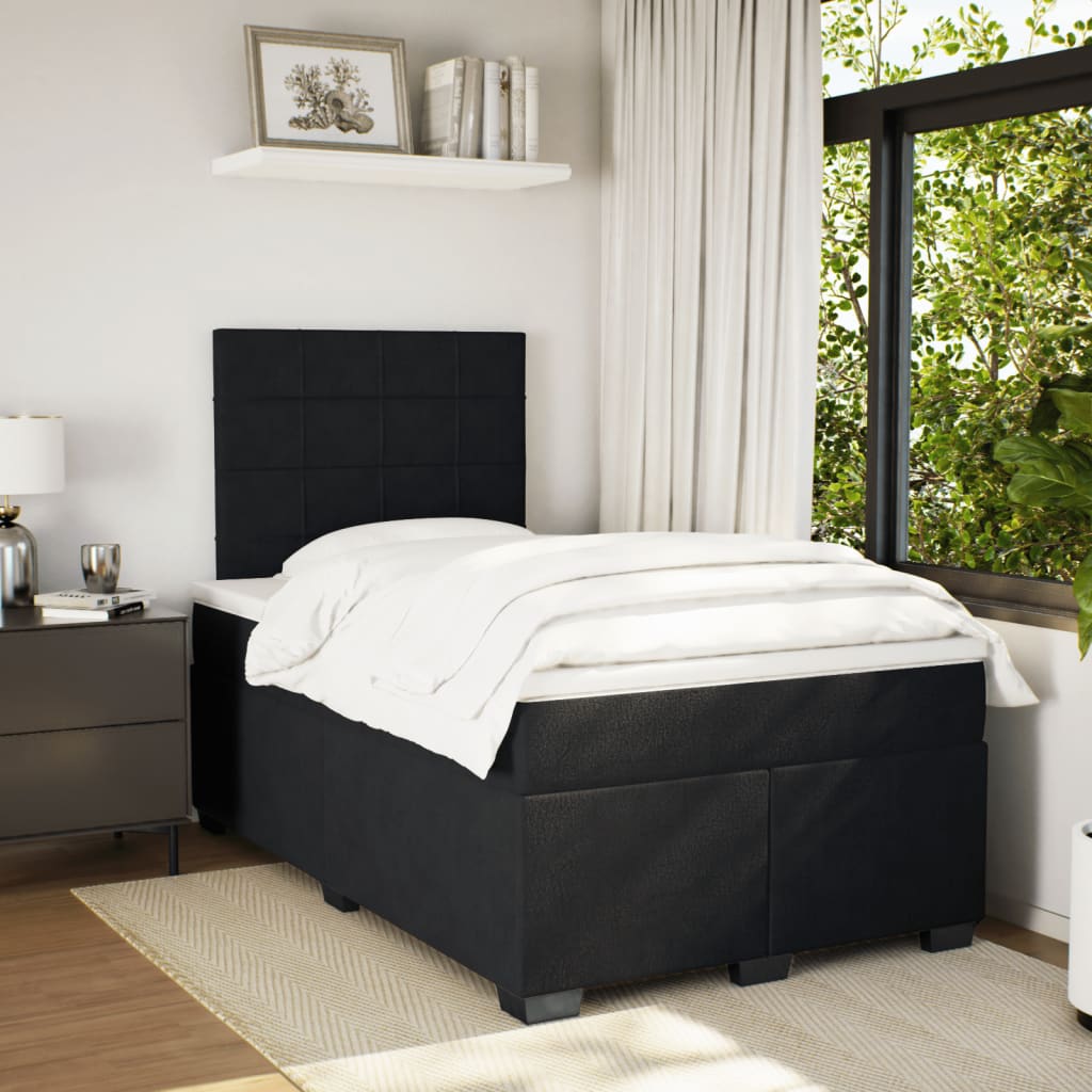 Box Spring Bed with Mattress Black 120x200 cm Velvet