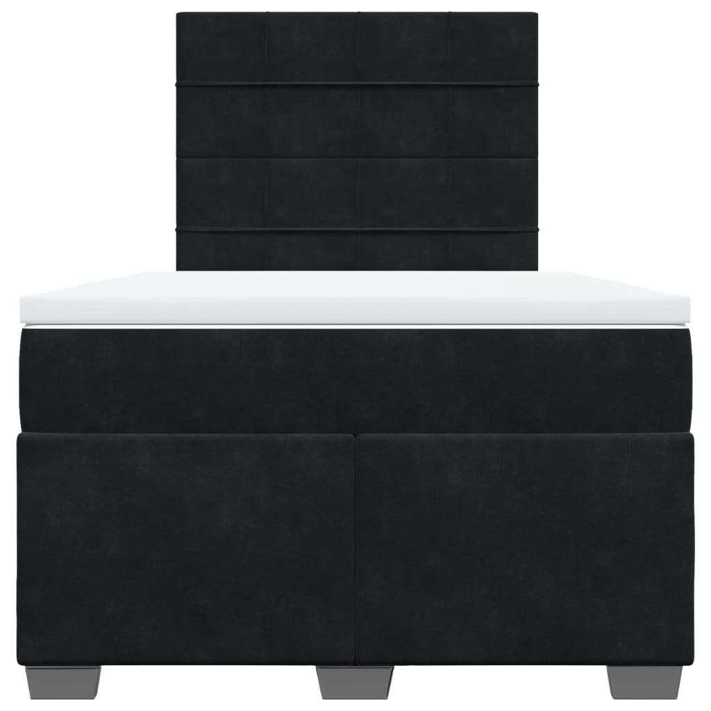 Box Spring Bed with Mattress Black 120x200 cm Velvet