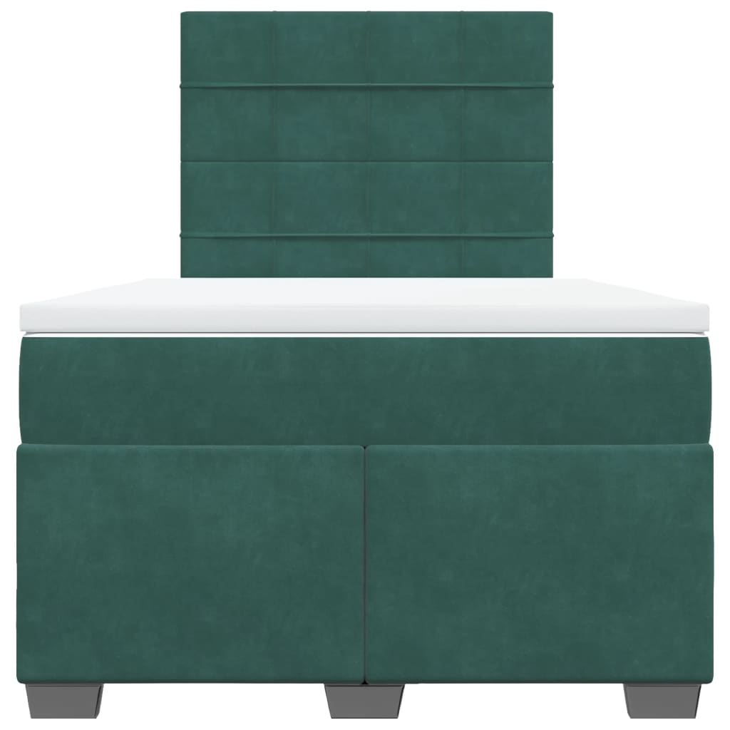 Box Spring Bed with Mattress Dark Green 120x200 cm Velvet