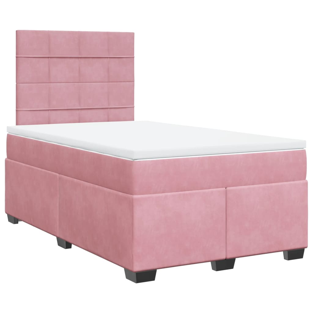 Box Spring Bed with Mattress Pink 120x200 cm Velvet