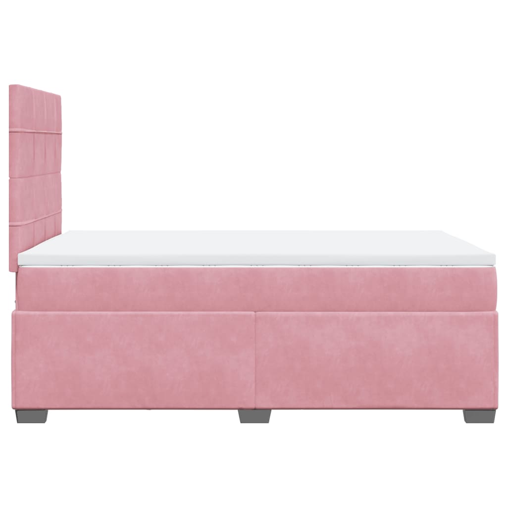 Box Spring Bed with Mattress Pink 120x200 cm Velvet