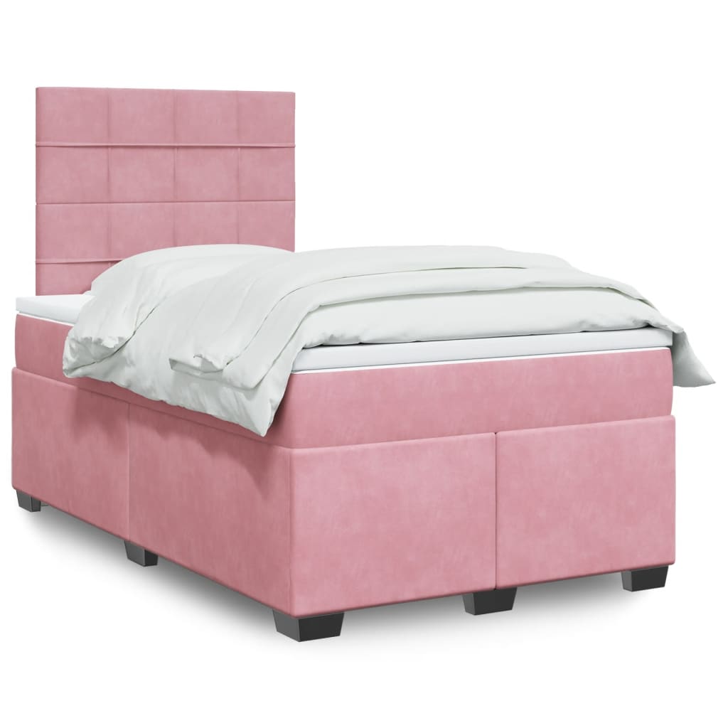 Box Spring Bed with Mattress Pink 120x200 cm Velvet