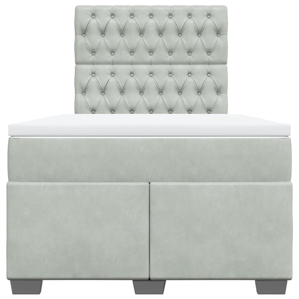 Box Spring Bed with Mattress Light Grey 120x200 cm Velvet