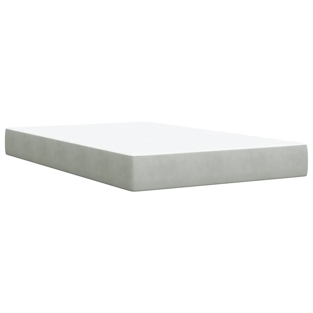 Box Spring Bed with Mattress Light Grey 120x200 cm Velvet