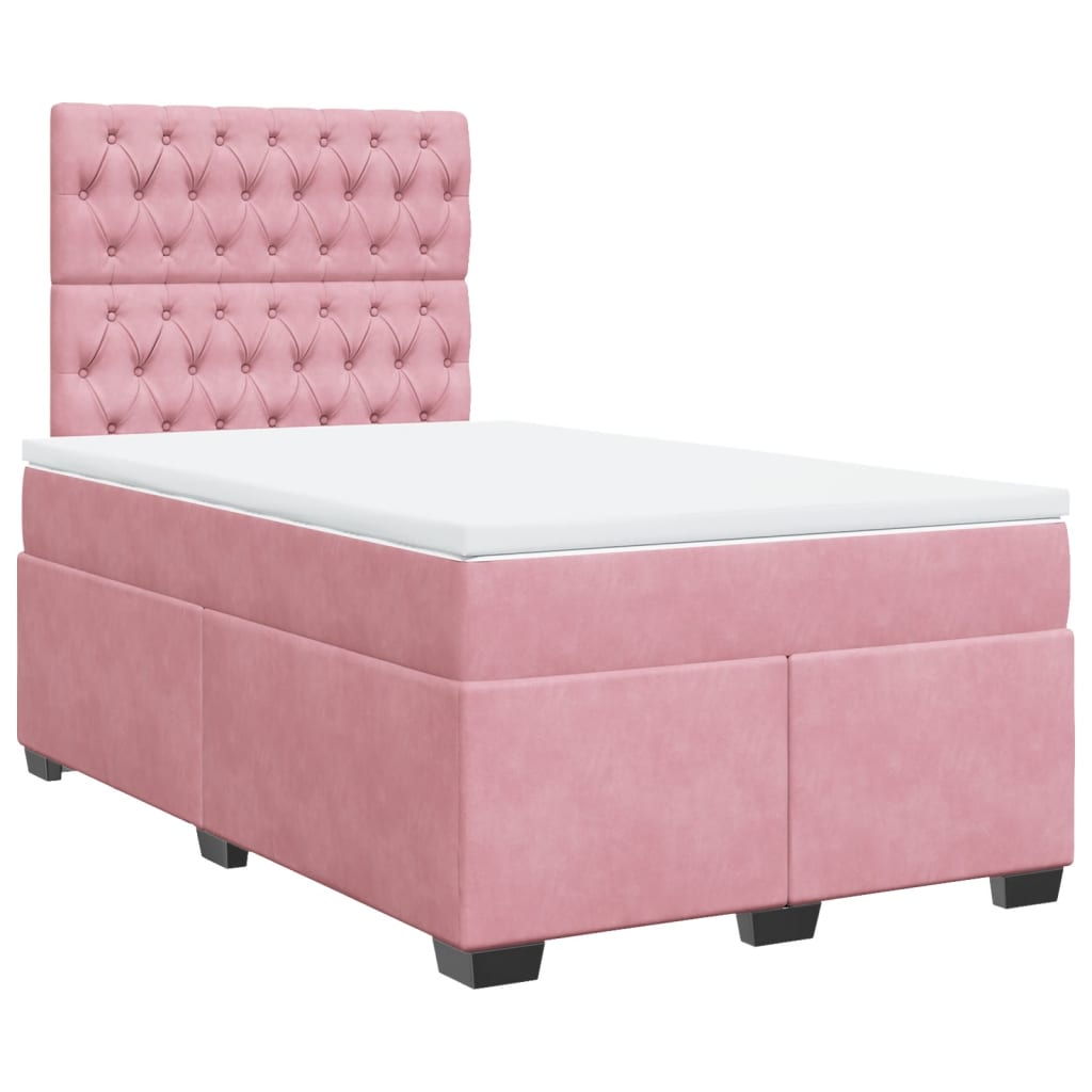 Box Spring Bed with Mattress Pink 120x200 cm Velvet
