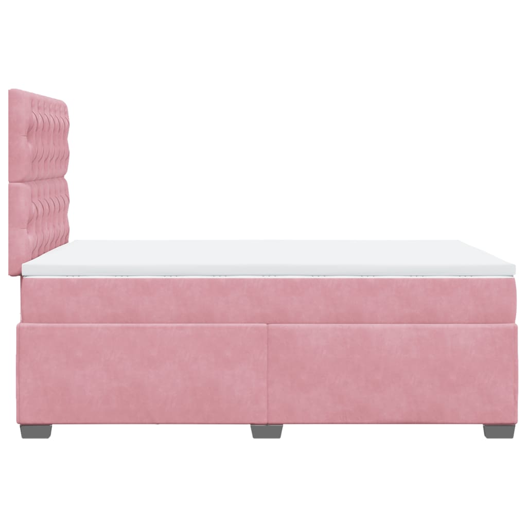 Box Spring Bed with Mattress Pink 120x200 cm Velvet