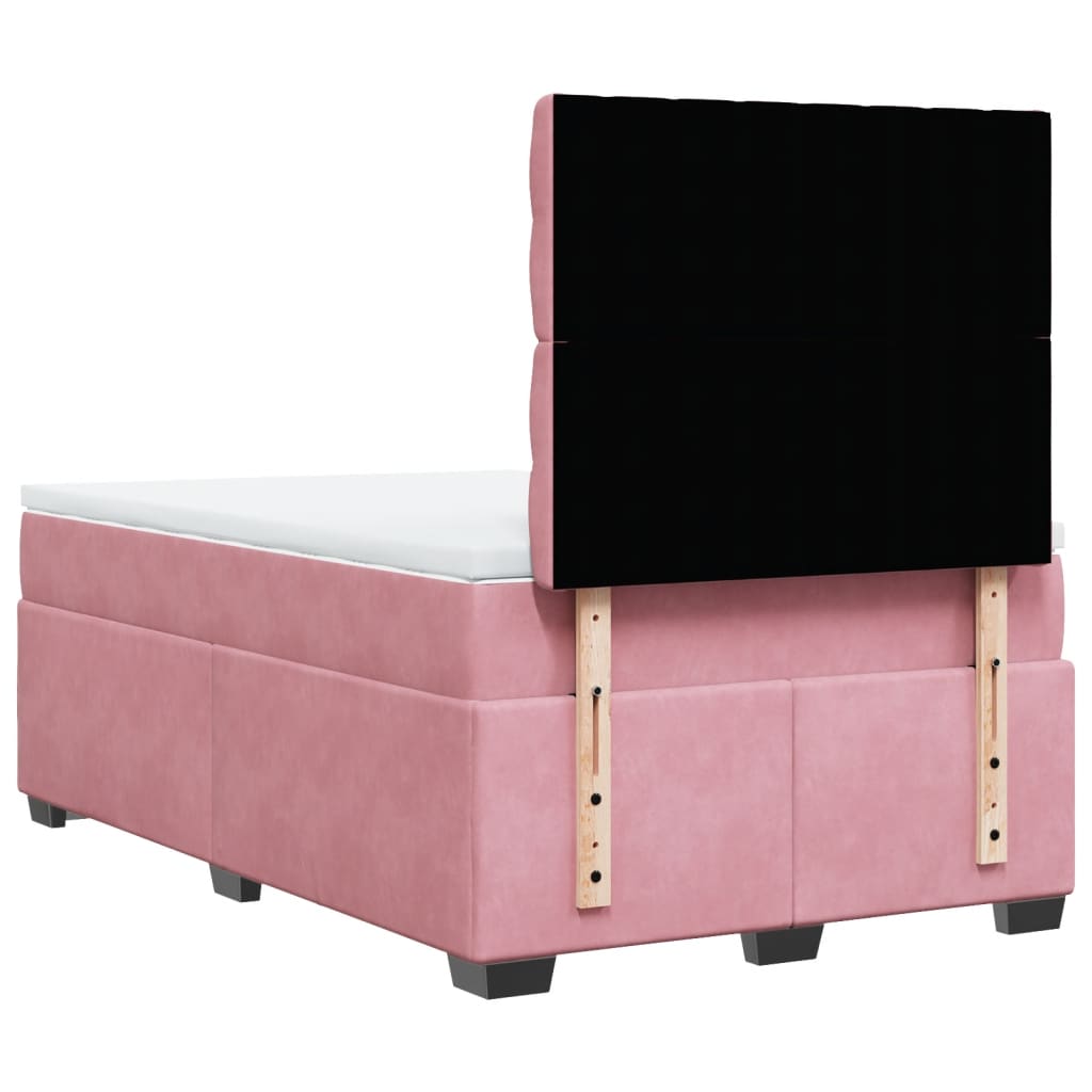 Box Spring Bed with Mattress Pink 120x200 cm Velvet