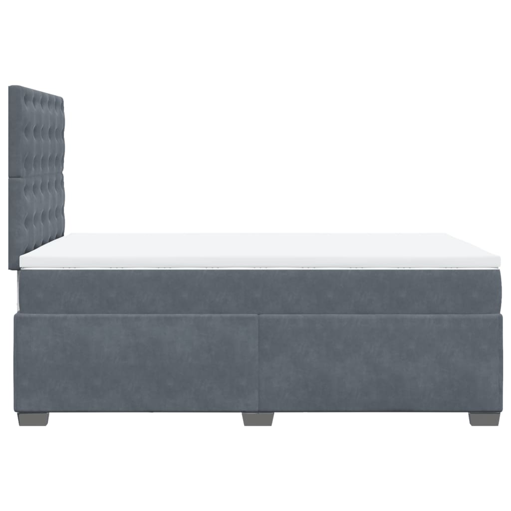 Box Spring Bed with Mattress Dark Grey 120x200 cm Velvet