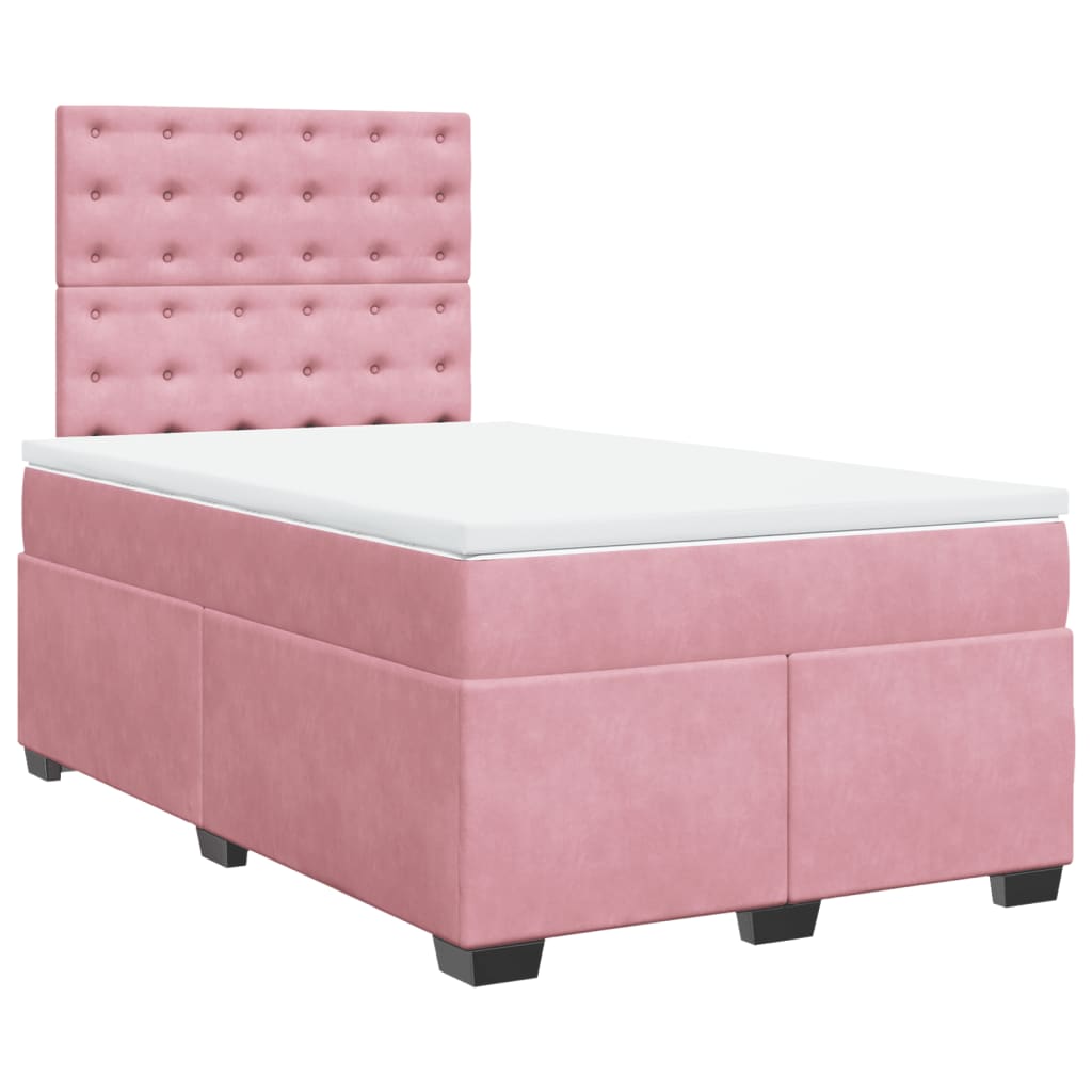 Box Spring Bed with Mattress Pink 120x200 cm Velvet