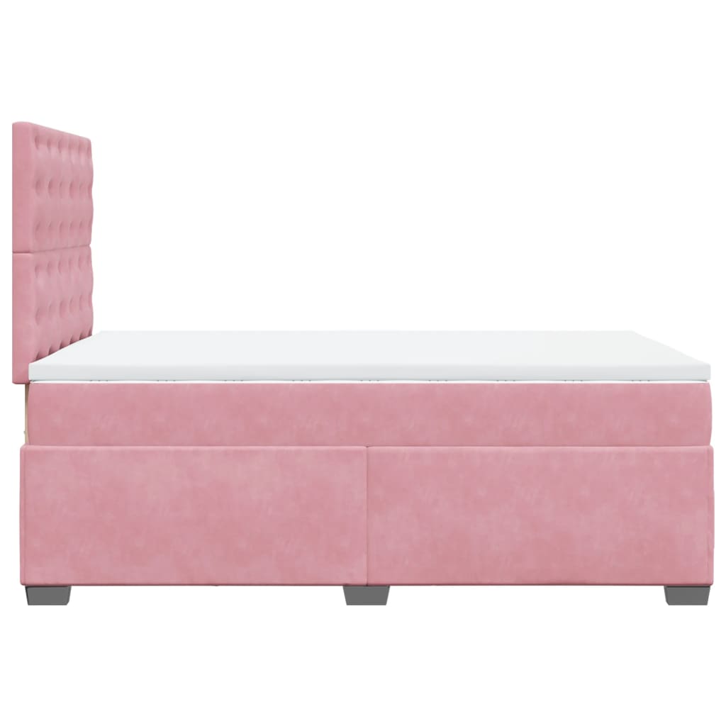 Box Spring Bed with Mattress Pink 120x200 cm Velvet