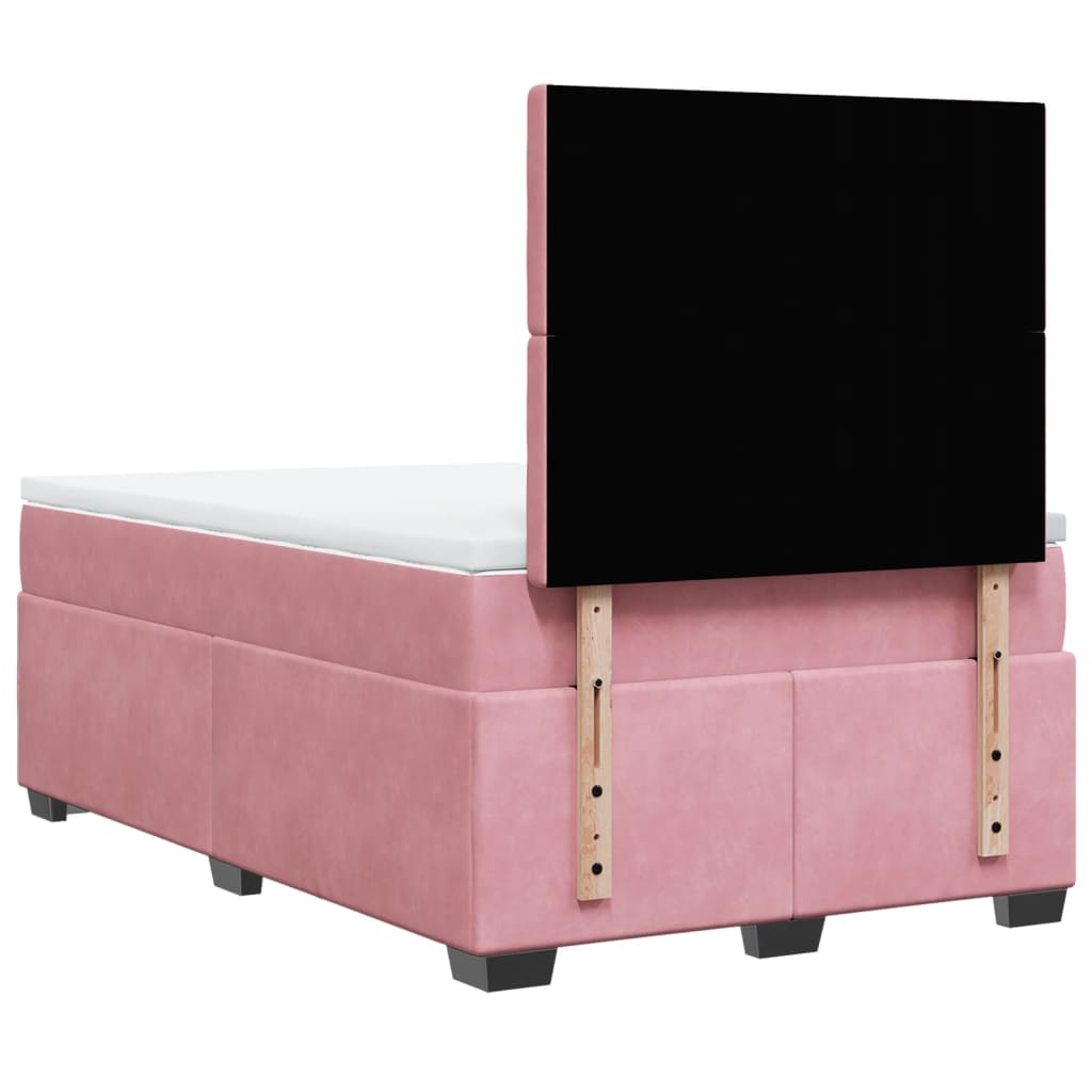 Box Spring Bed with Mattress Pink 120x200 cm Velvet