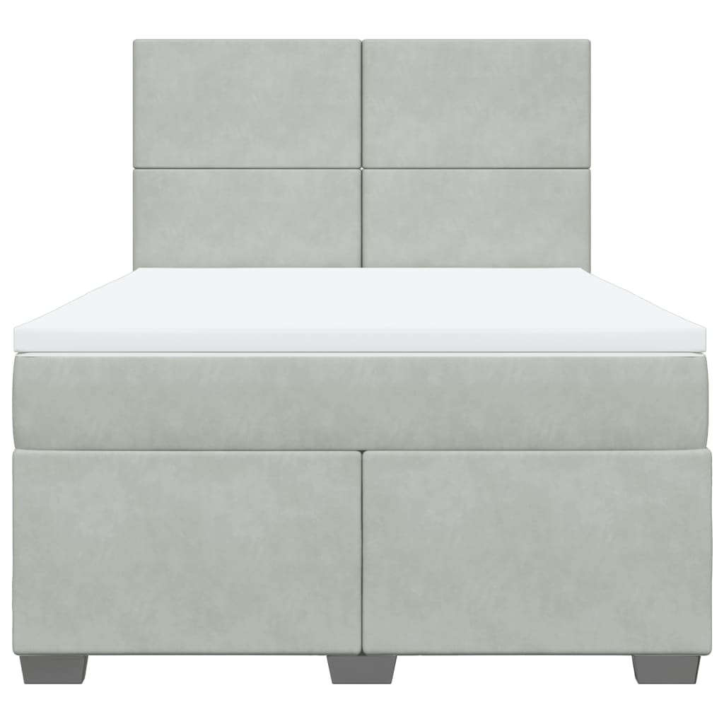 Box Spring Bed with Mattress Light Grey 140x190 cm Velvet