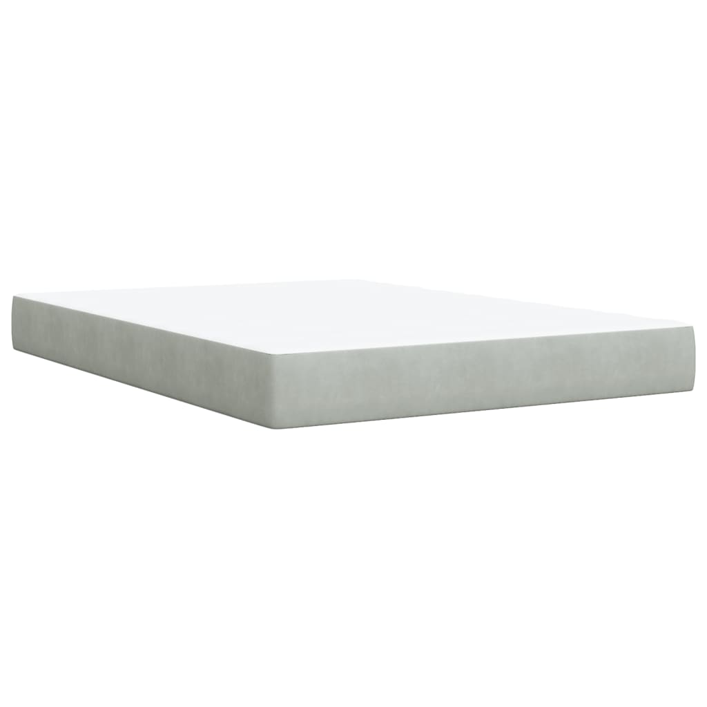 Box Spring Bed with Mattress Light Grey 140x190 cm Velvet