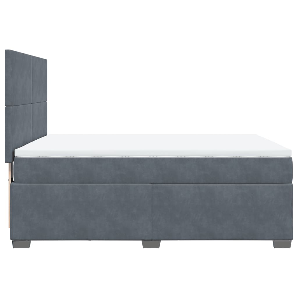 Box Spring Bed with Mattress Dark Grey 140x190 cm Velvet