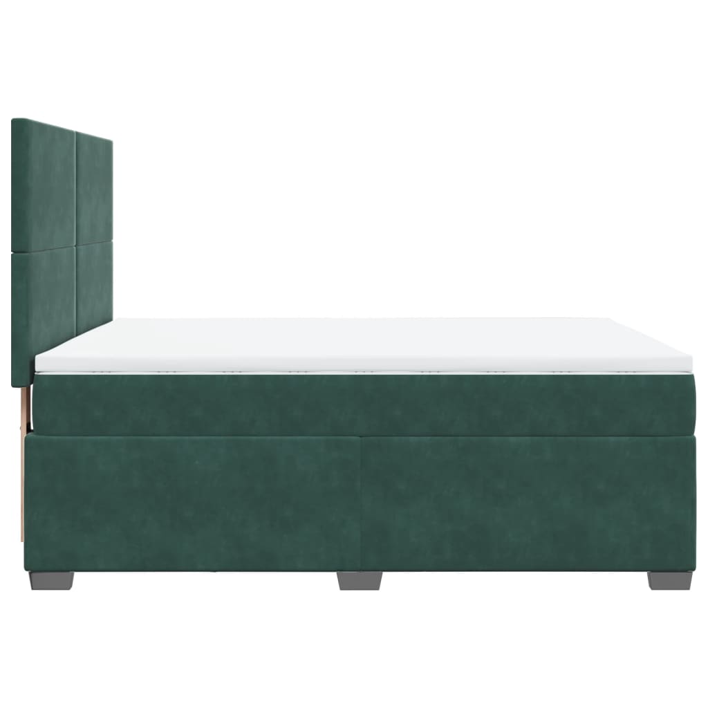 Box Spring Bed with Mattress Dark Green 140x190 cm Velvet