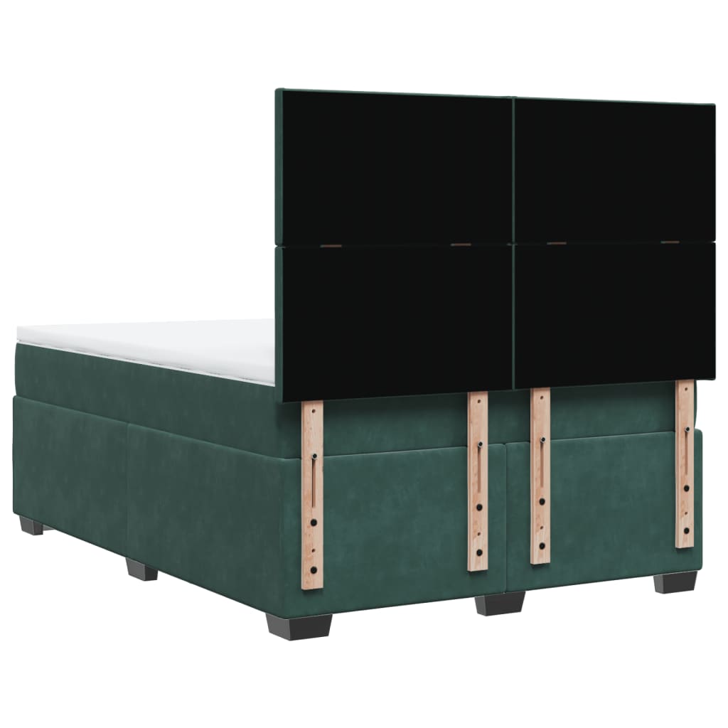 Box Spring Bed with Mattress Dark Green 140x190 cm Velvet