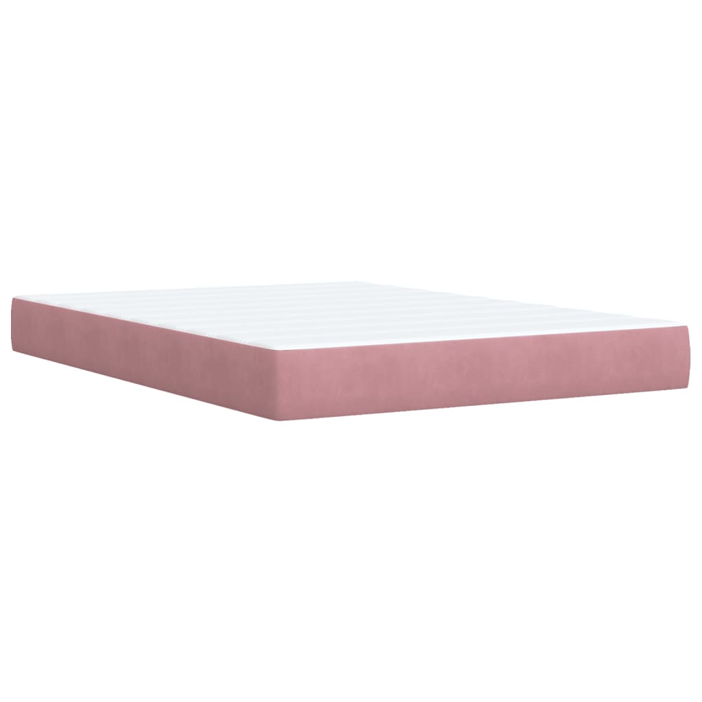 Box Spring Bed with Mattress Pink 140x190 cm Velvet