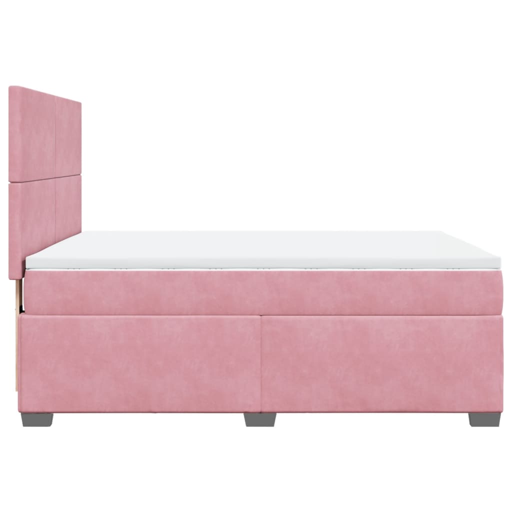 Box Spring Bed with Mattress Pink 140x190 cm Velvet
