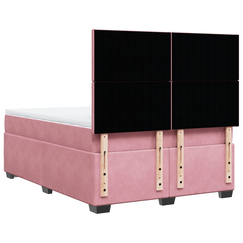 Box Spring Bed with Mattress Pink 140x190 cm Velvet