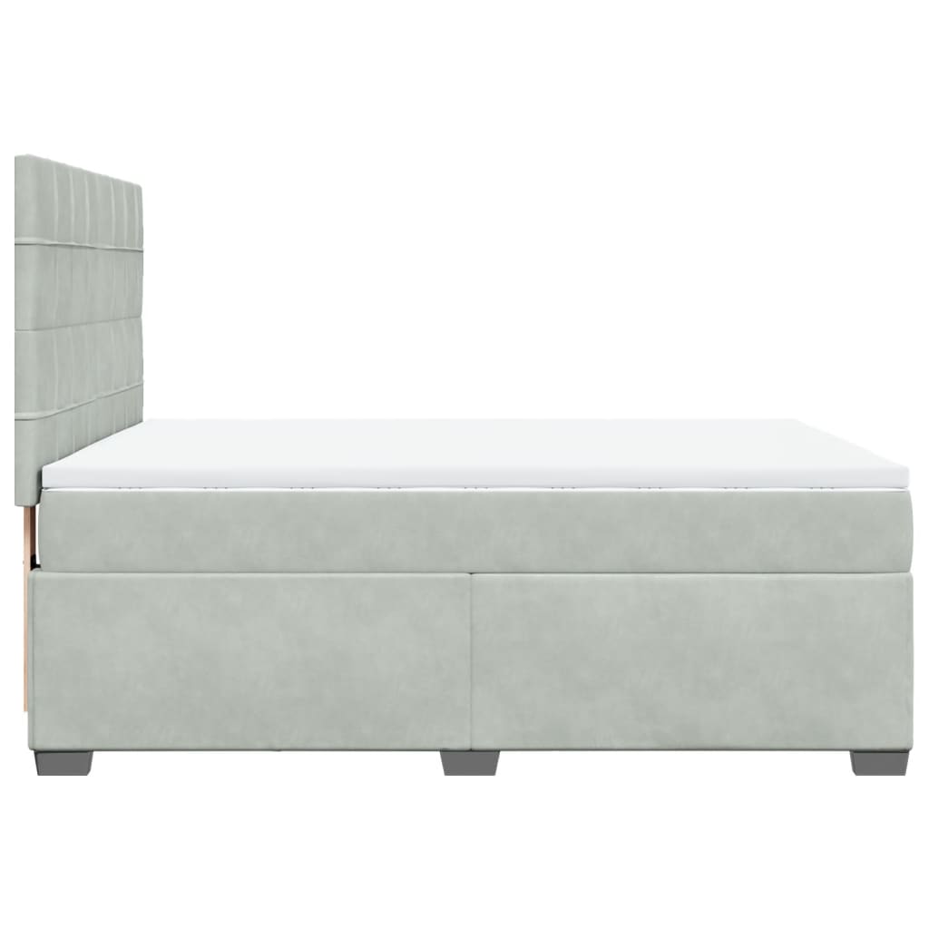 Box Spring Bed with Mattress Light Grey 140x190 cm Velvet